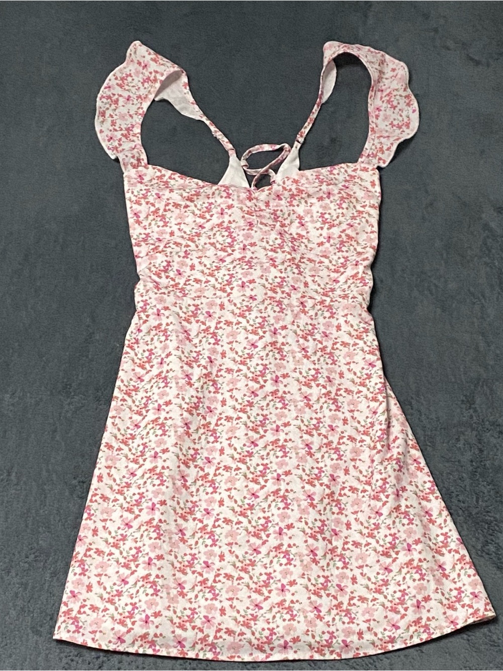 Princess Polly Landon Mini Dress Womens US 6 Pink Ditsy Floral Flutter Sleeves